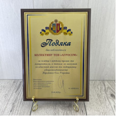 Плакетка з подякою від ТЦК за плідну співпрацю Плакетка з подякою від ТЦК за плідну співпрацю